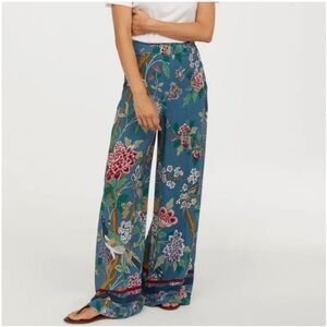 GP & J Baker X H&M Botanical Boho Floral Wide Leg Bird Palazzzo Pants. Size 4